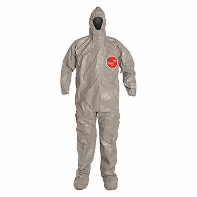 DUPONT TF169TGYMD0006TV Hooded Coverall w/Socks Grey M PK6