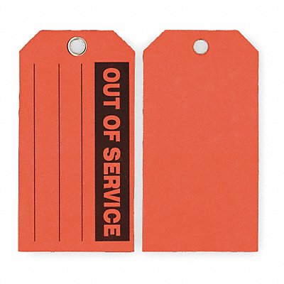 GRAINGER 2RMV3 Out Of Svce Tag 3 x 5-3/4 In Bk/R PK100