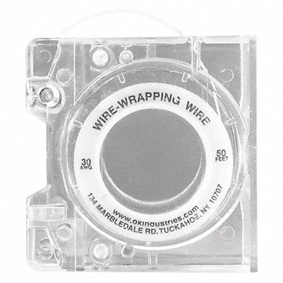 OK INDUSTRIES WD30W Wire Wrap Wire w/Disp 30 AWG Wht 50ft