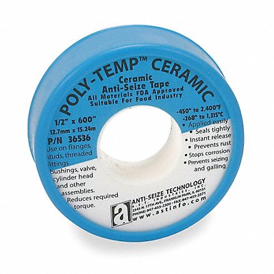 ANTI-SEIZE TECHNOLOGY 36536 Anti-Seize Tape 1/2 W Off-White