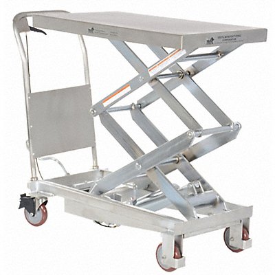 GRAINGER CART800DPSS Scissor Lift Cart 800 lb SS Fixed