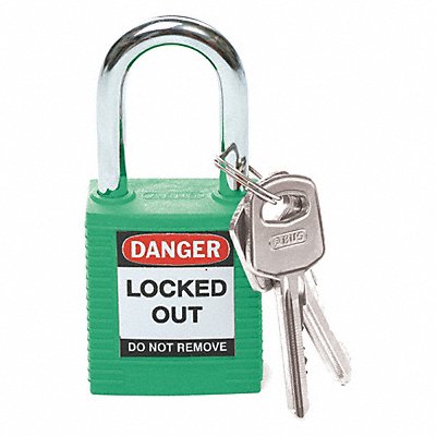 BRADY 99564 D1949 Lockout Padlock KD Green 1-3/4 H