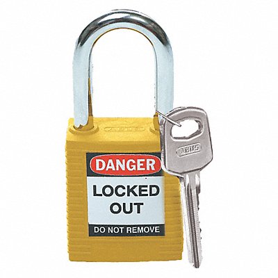 BRADY 99570 D1949 Lockout Padlock KD Yellow 1-3/4 H