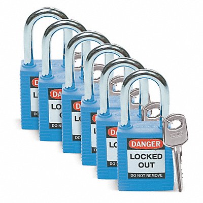 BRADY 51344 D1951 LO Padlock Blue 1-3/4 H PK6