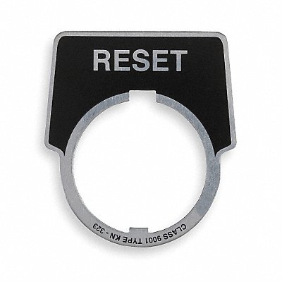 SCHNEIDER ELECTRIC 9001KN323 Legend Plate Reset Silver/Blk Half-Round