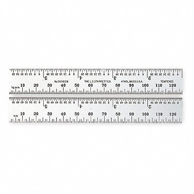 STARRETT C636EM6 Steel Rule 6In Type 36 1 Blank End