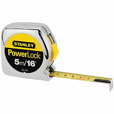 STANLEY 33158 Tape Measure 3/4 In x 5m Chrome In/Ft/mm