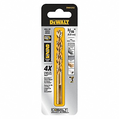 DEWALT DWA1212 Jobber Drill 3/16 Cobalt