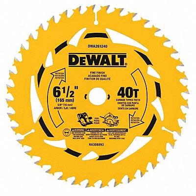 DEWALT DWA261240B10 CircularSawBlade Carbide Dia 6.5 PK10