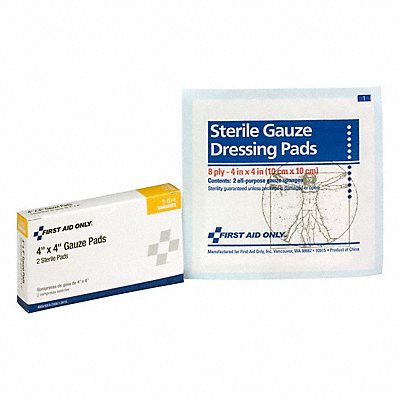 FIRST AID ONLY 3014 Gauze Pad White 4 L 4 W PK2