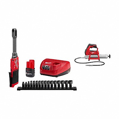 MILWAUKEE 305021244620 M12 FUEL Box Ratchet Kit+ M12 Grease Gun