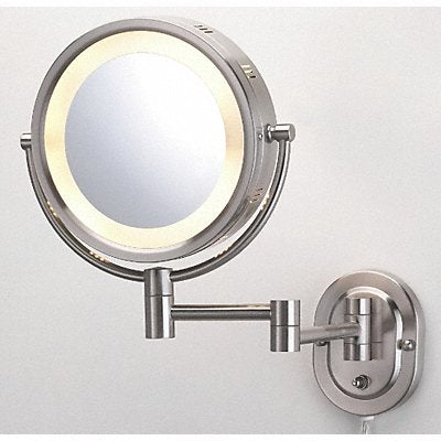 SEE ALL INDUSTRIES HLNSA895 Lighted Makeup Mirror 8 in Nickel 5X