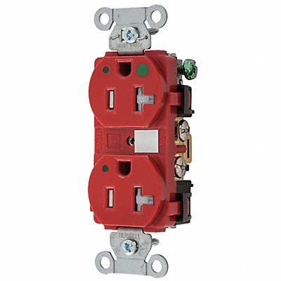 HUBBELL 8300REDLTRA Receptacle Red 20 A 2P3W Back Side 1PK
