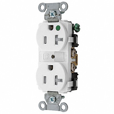 HUBBELL 8300WTRA Recept White 20 A 2P3W Back Side 1PK