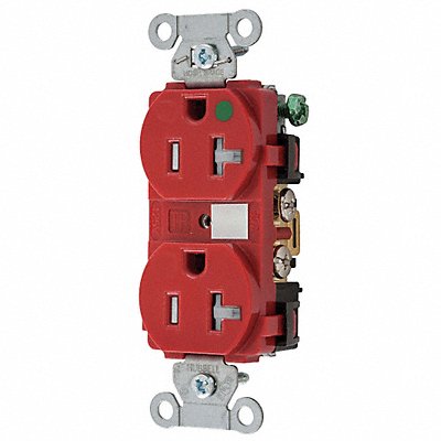 HUBBELL 8300REDTRA Receptacle Red 20 A 2P3W Back Side 1PK