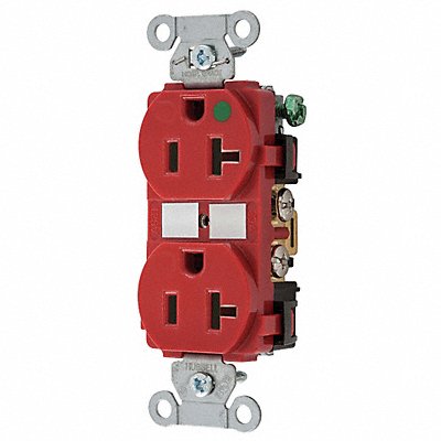 HUBBELL 8300RED Receptacle Red 20 A 2P3W Back Side 1PK