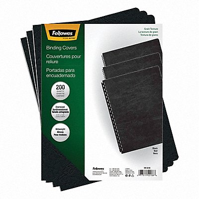 FELLOWES 52138 Binding Cover Blk 8-3/4x11-1/4 in PK200