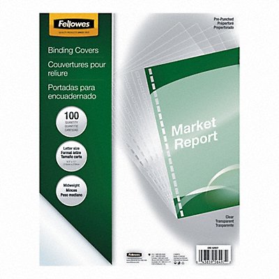 FELLOWES 5293701 Binding Cover Clr 8-1/2x11 in PK100