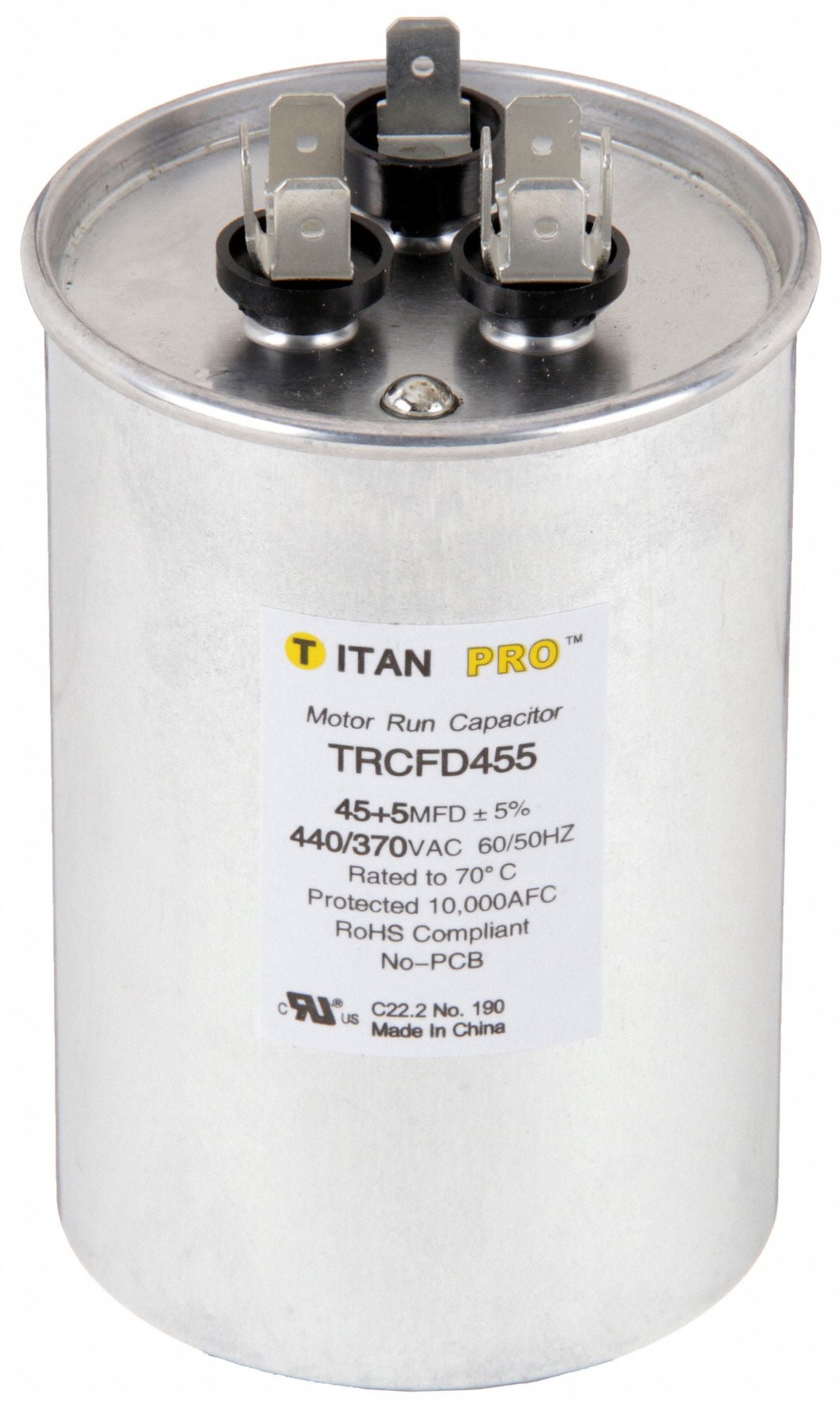 TITAN PRO TRCFD455 Dual Run Capacitor 45/5 MFD 4 1/4 H