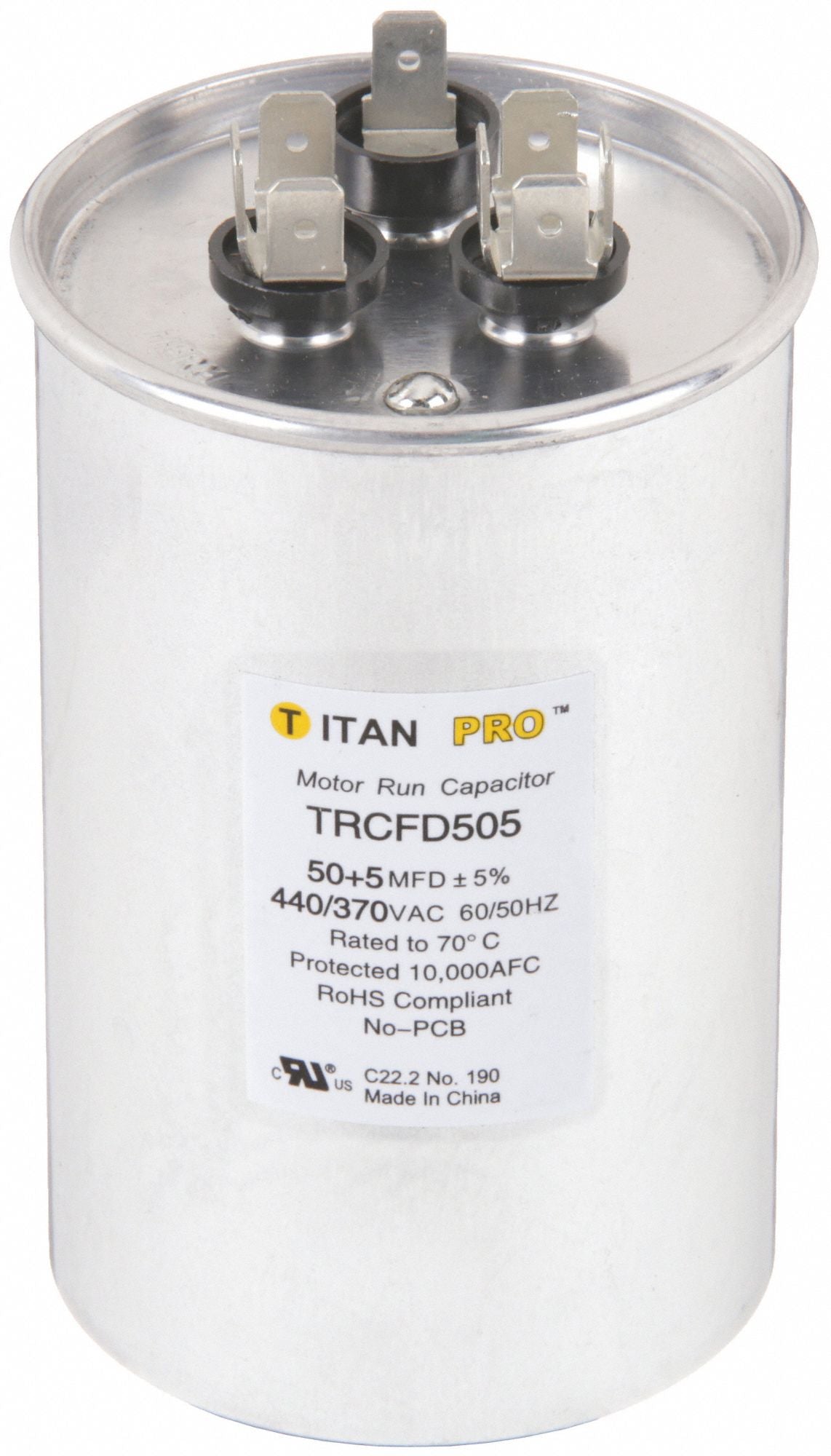 TITAN PRO TRCFD505 Dual Run Capacitor 50/5 MFD 4 7/16 H