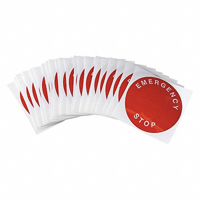 BRADY THTEP196593RD LegndPlatLabel EmergencyStp Wht/Red PK25
