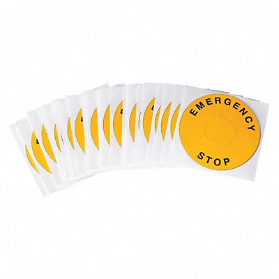 BRADY THTEP247593YL LegndPlatLabel EmergencyStp Blk/Yellow PK25