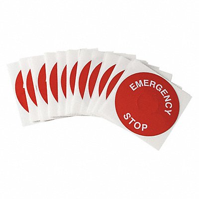 BRADY THTEP197593RD LegndPlatLabel EmergencyStp Wht/Red PK25