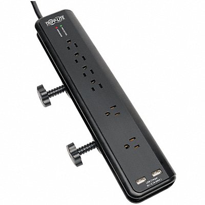 TRIPP LITE TLP606DMUSB Surge Protector Strip 6 Outlet Black