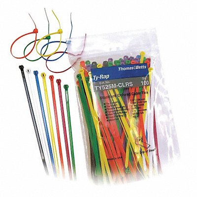 TY-RAP TY525MCLRS Cable Tie Kit Assorted 7.2 in PK100
