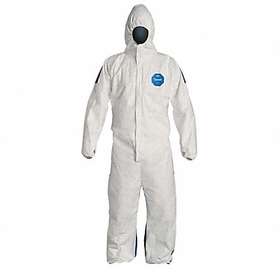 DUPONT TD127SWB3X0025CM G7262 Coveralls 3XL Blue/Wht Tyvek 400 D PK25