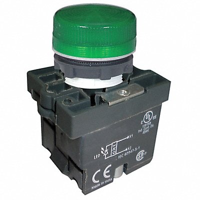 DAYTON 30G217 Pilot Light Green 22mm LED
