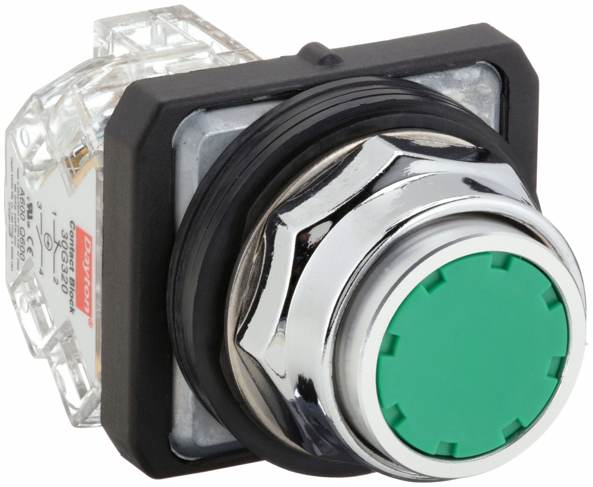 DAYTON 30G438 H7067 Flush Push Button Operator Non Illuminated Grn 1NO/1NC