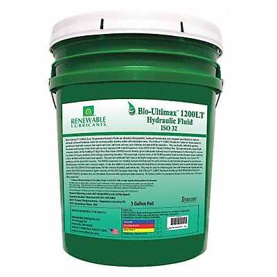 RENEWABLE LUBRICANTS 81334 Hydraulic Oil Pail Yellow 5 gal