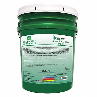 RENEWABLE LUBRICANTS 81724 Hydraulic Oil Pail Yellow 5 gal