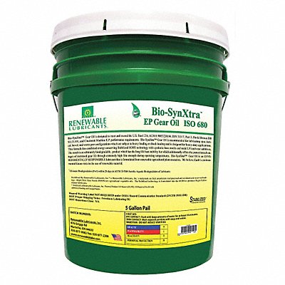 RENEWABLE LUBRICANTS 82474 Gear Oil Pail Yellow 5 gal