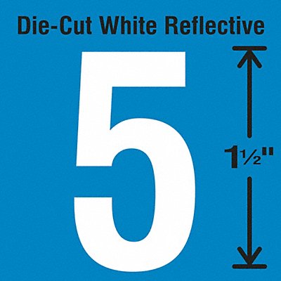STRANCO INC DWR1555 Die-Cut Reflective Number Label 5 PK5