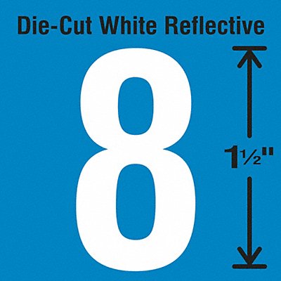 STRANCO INC DWR1585 Die-Cut Reflective Number Label 8 PK5