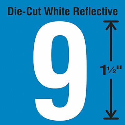 STRANCO INC DWR1595 Die-Cut Reflective Number Label 9 PK5
