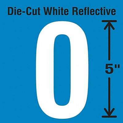 STRANCO INC DWR505 Die-Cut Reflective Number Label 0 PK5