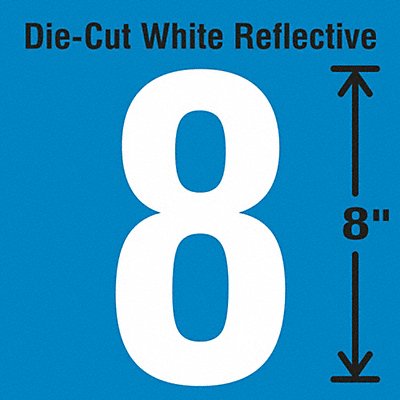 STRANCO INC DWRSINGLE88 Die-Cut Reflective Number Label 8
