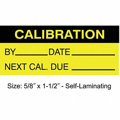 STRANCO INC TCFSL222136 Calibration Label ENG Black/Yellow PK350