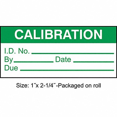 STRANCO INC TC321002R250 Calibration Label ENG Green/White PK250