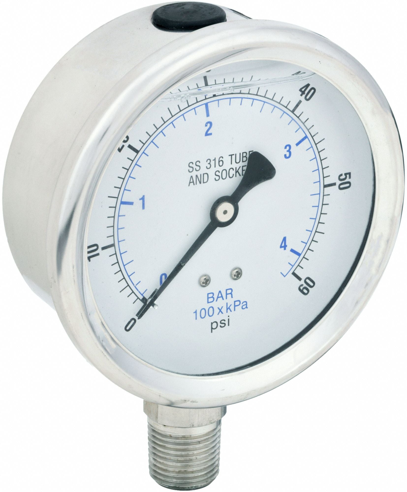 PIC GAUGES PRO301L402D01 H8407 Pressure Gauge Stainless Steel 60 psi