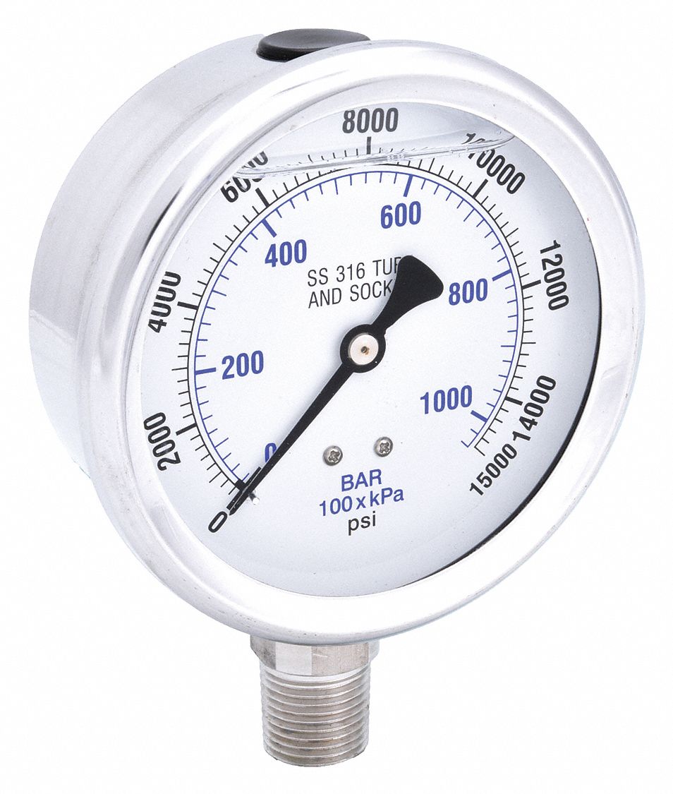 PIC GAUGES PRO301L402V01 H8407 Pressure Gauge Stainless Steel 15 000psi