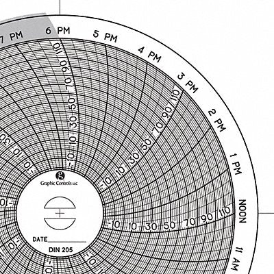 GRAPHIC CONTROLS Chart205 M6764 Circular Paper Chart 24 hr 60 pkg