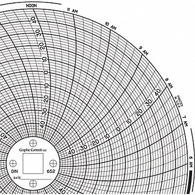 GRAPHIC CONTROLS Chart652 M6769 Circular Paper Chart 24 hr 60 pkg