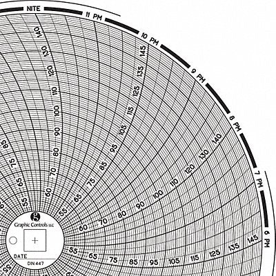GRAPHIC CONTROLS Chart447 M6777 Circular Paper Chart 24 hr 60 pkg
