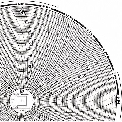 GRAPHIC CONTROLS Chart425 M6777 Circular Paper Chart 24 hr 60 pkg