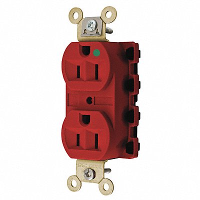 HUBBELL SNAP8200RA Receptacle Red 15 A 2P3W Back 1PK