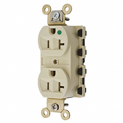 HUBBELL SNAP8300IA Receptacle Ivory 20 A 2P3W Back 1PK